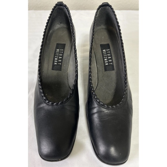 Stuart Weitzman Womens 8.5 AAAA Narrow Black Leather Pumps Made in Spain Classic - Picture 1 of 14